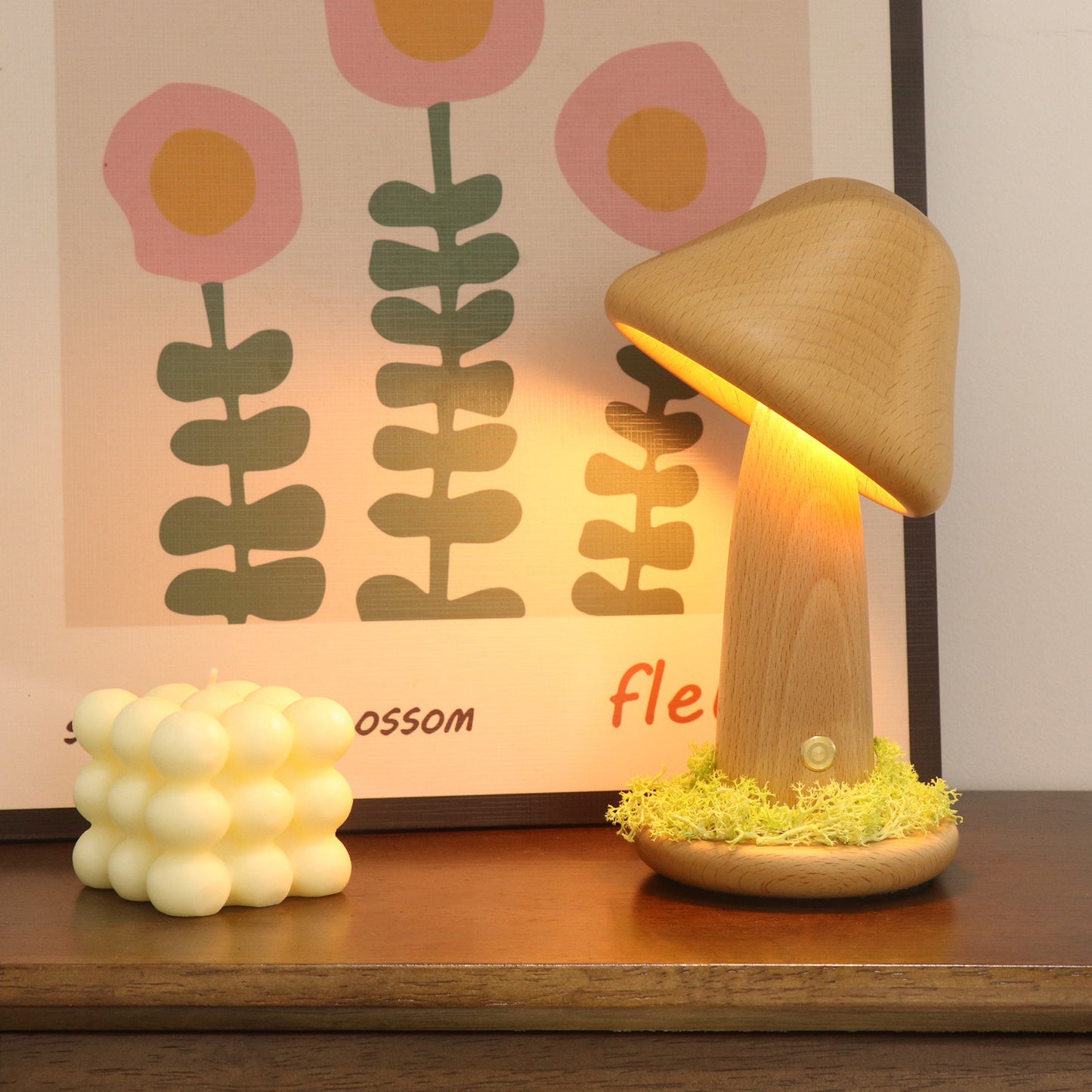 Charming Wooden Mushroom Night Light: Cozy Ambiance for Room,Creative Gifts