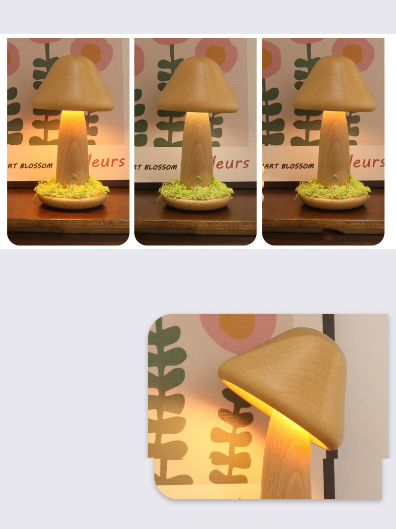 Charming Wooden Mushroom Night Light: Cozy Ambiance for Room,Creative Gifts