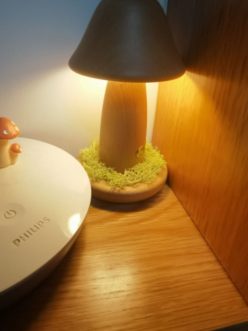 Charming Wooden Mushroom Night Light: Cozy Ambiance for Room,Creative Gifts