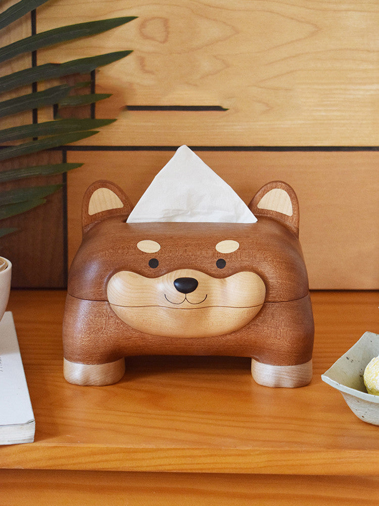 Charming Wooden Pet Dog Tissue Box: Perfect for Home and Office Decor