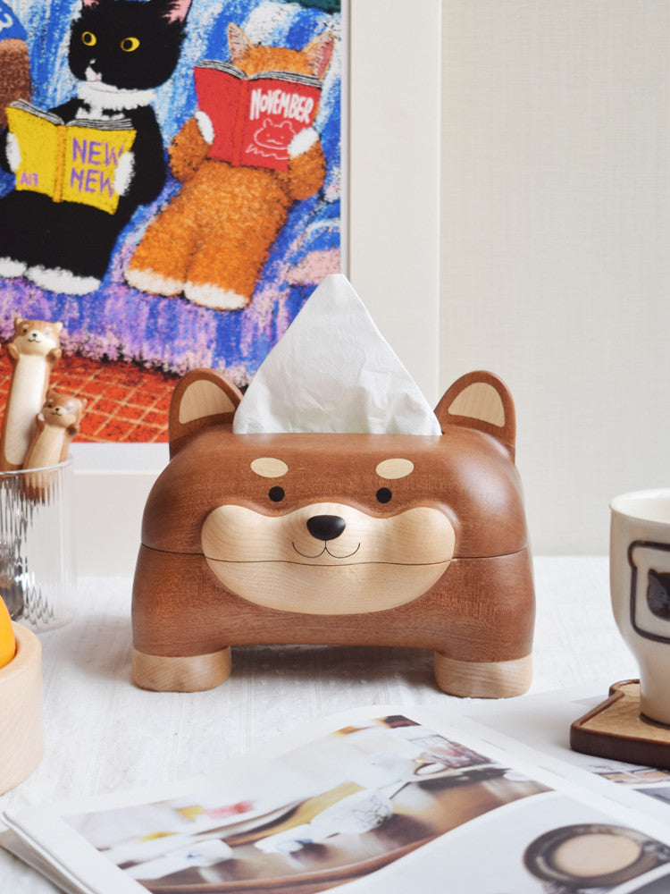 Charming Wooden Pet Dog Tissue Box: Perfect for Home and Office Decor