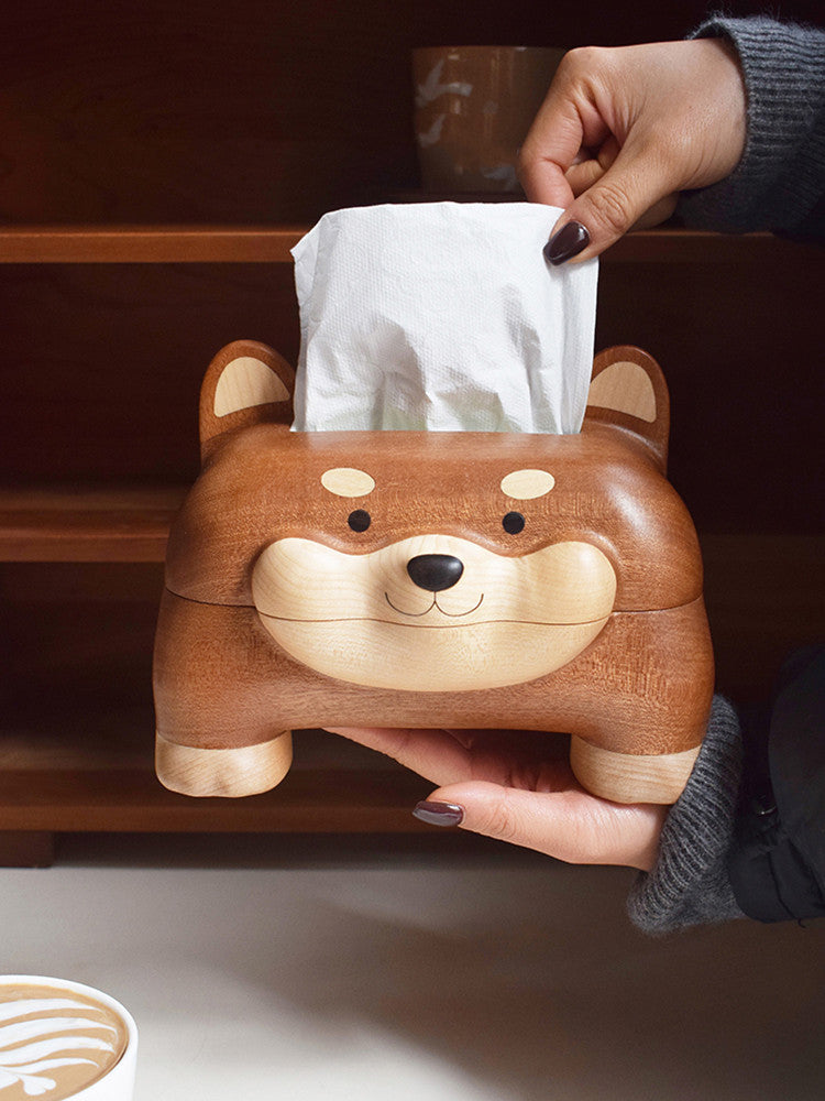 Charming Wooden Pet Dog Tissue Box: Perfect for Home and Office Decor