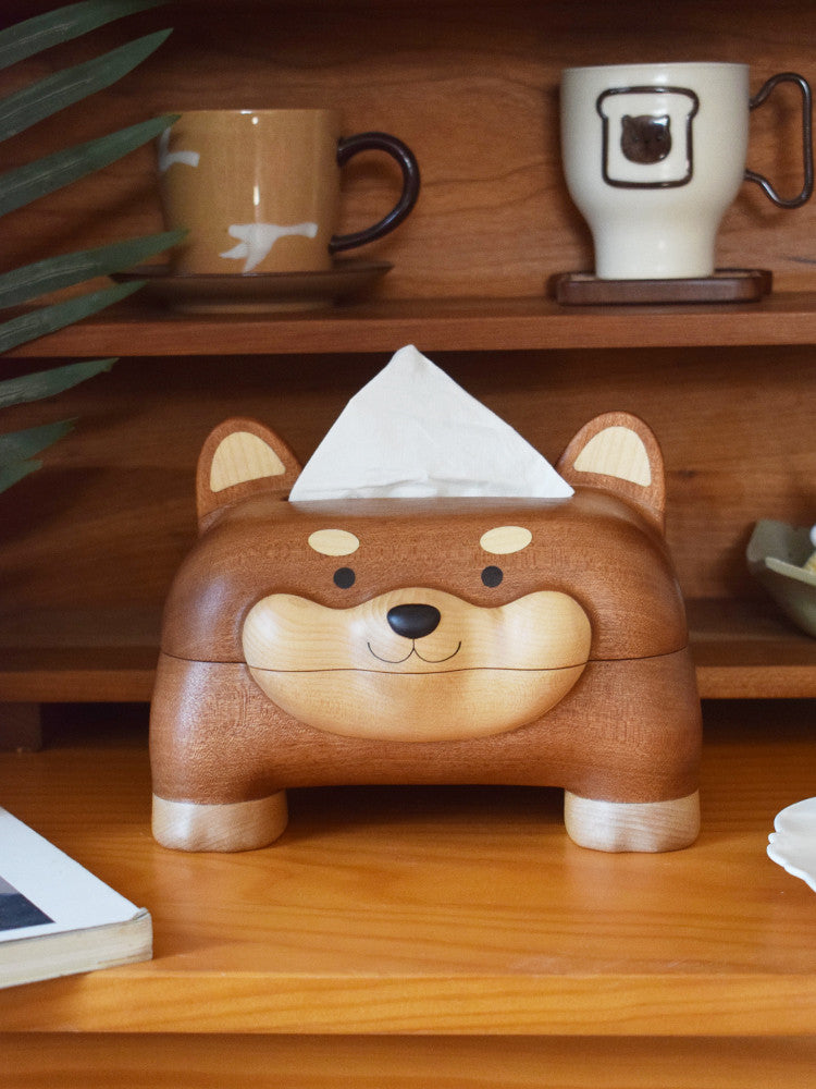 Charming Wooden Pet Dog Tissue Box: Perfect for Home and Office Decor