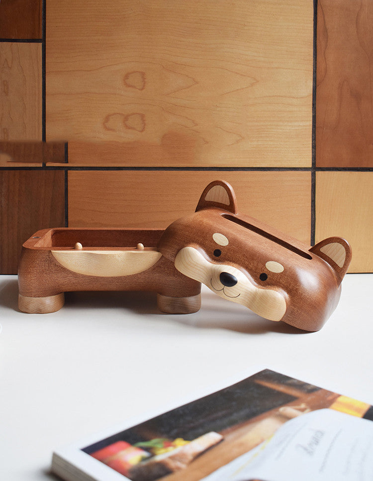 Charming Wooden Pet Dog Tissue Box: Perfect for Home and Office Decor