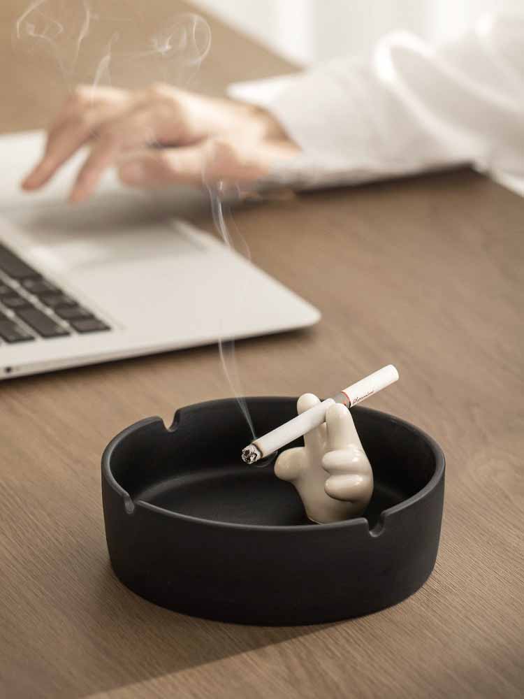 Cigarette-Shaped Ashtray Held Between Fingers, Funny Desktop Organization