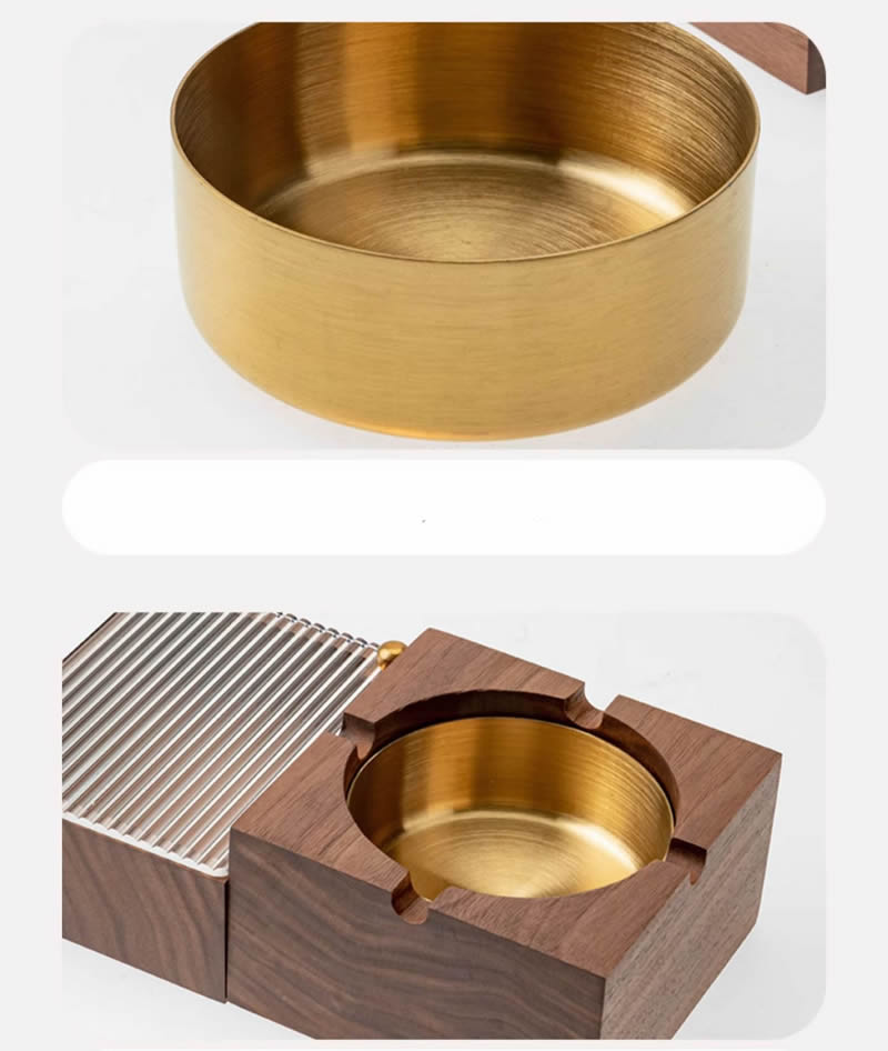 Classic Black Walnut Ashtray With Magnetic Absorption Box, Creative Gift