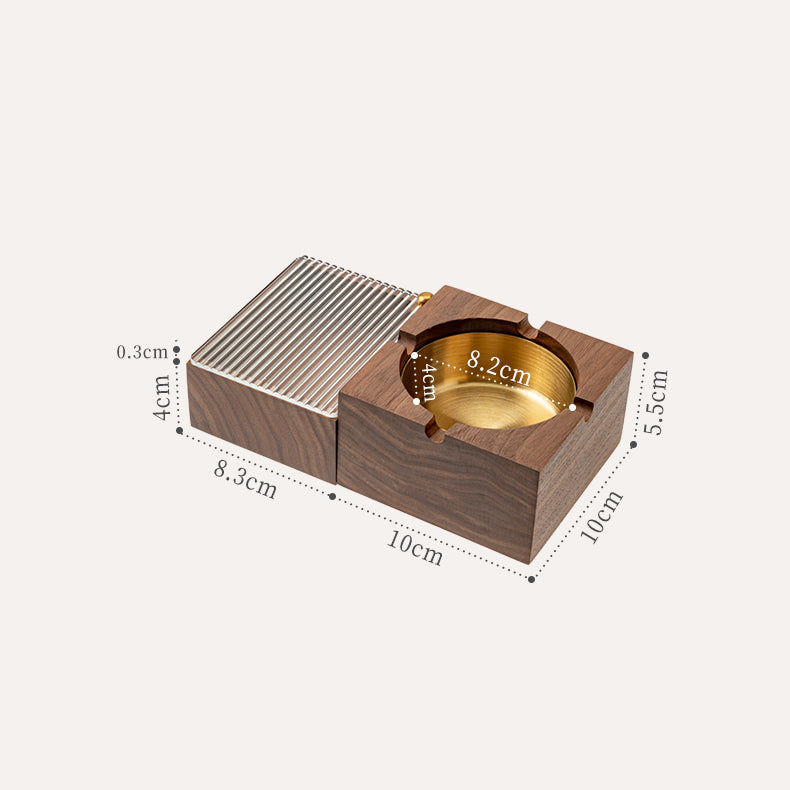 Classic Black Walnut Ashtray With Magnetic Absorption Box, Creative Gift