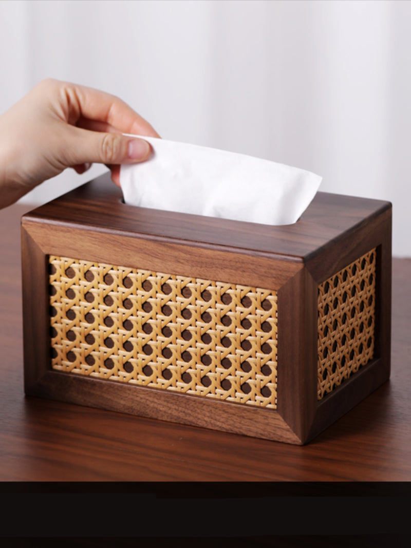 Classic Black Walnut Shell Tissue Box, Simple Art Decoration