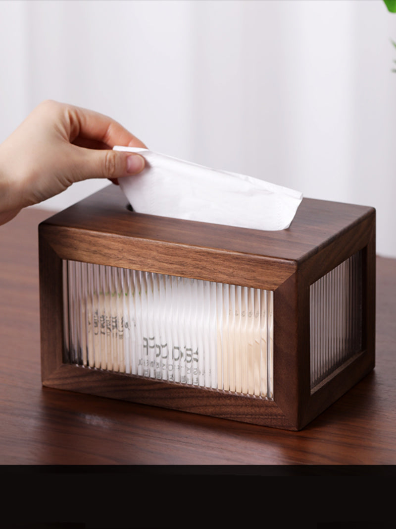 Classic Black Walnut Shell Tissue Box, Simple Art Decoration