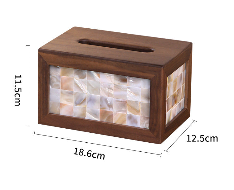 Classic Black Walnut Shell Tissue Box, Simple Art Decoration