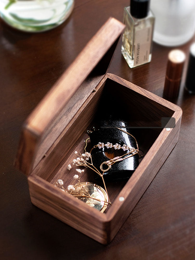 Classic Black Walnut Wooden Small Bottle Storage Box