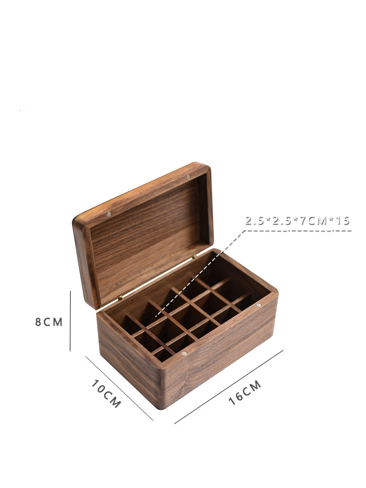 Classic Black Walnut Wooden Small Bottle Storage Box