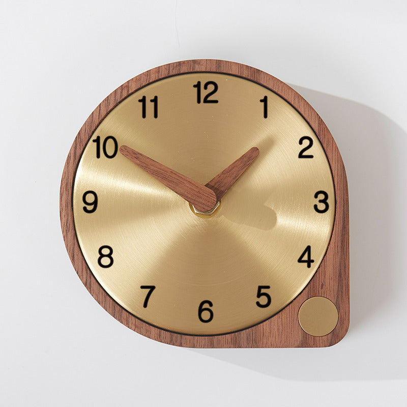 Classic Brass Wood Desktop Silent Clock,Black Walnut Design Art