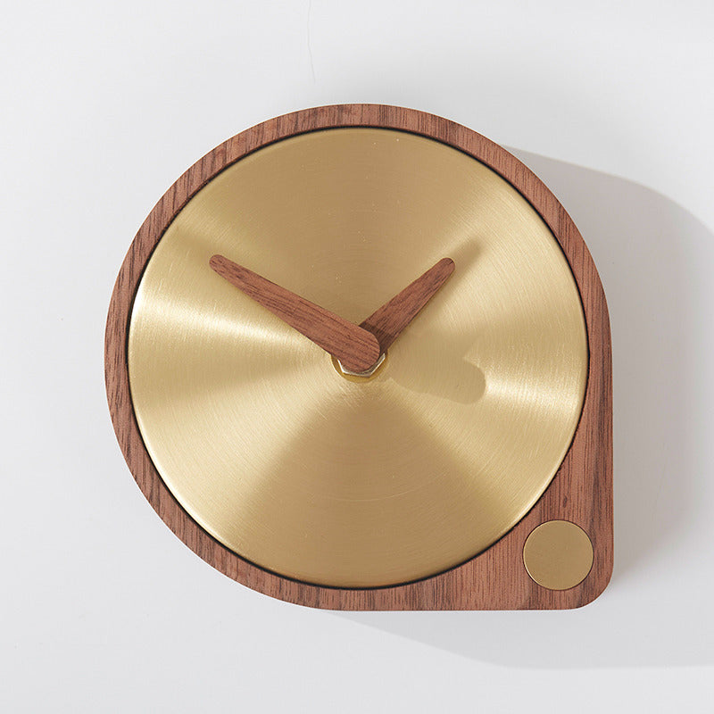 Classic Brass Wood Desktop Silent Clock,Black Walnut Design Art