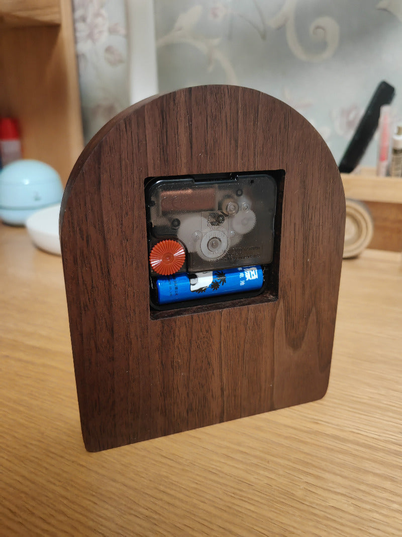 Classic Brass Wood Desktop Silent Clock,Black Walnut Design Art