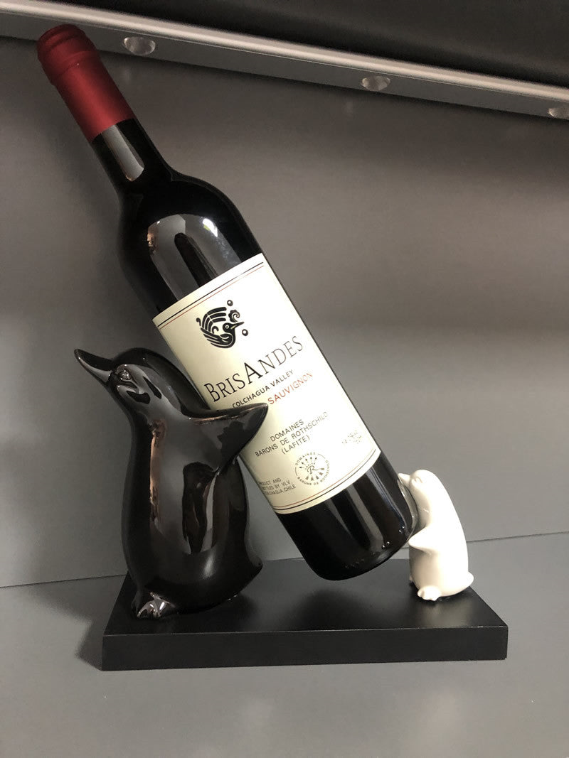 Whimsical Mother and Baby Penguin Wine Rack: Unique and Playful Bottle Display