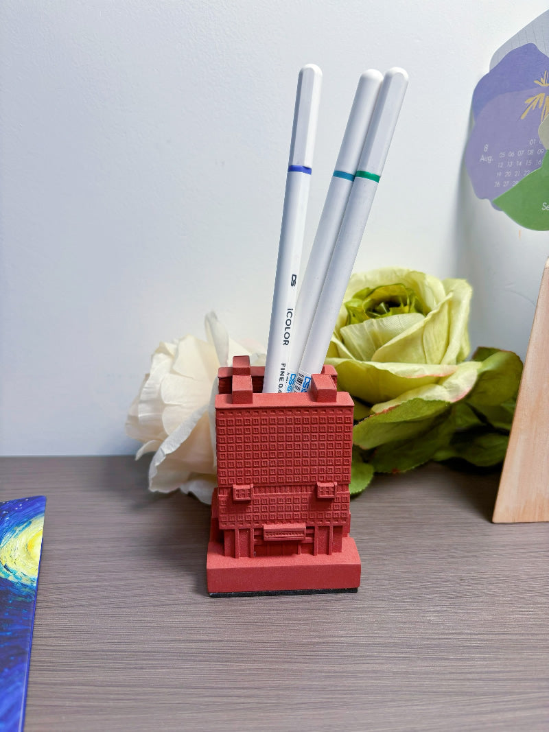 Classic Concrete Micro-Architecture Pen Holder, Desktop Organization Storage