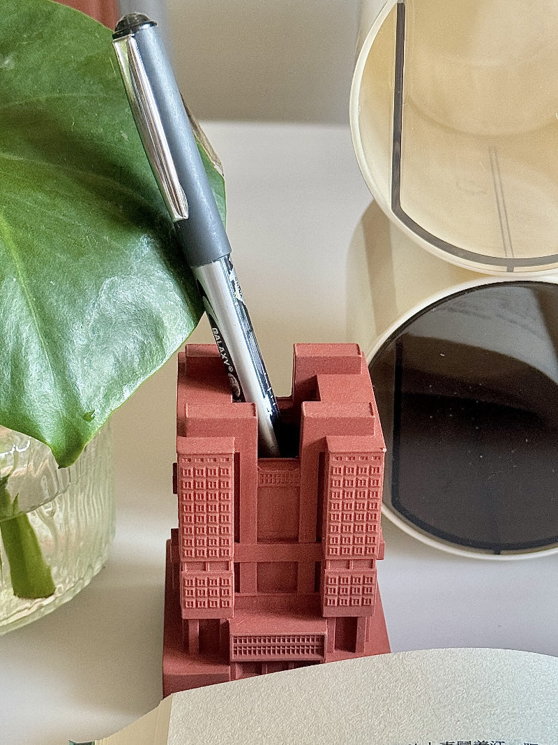 Classic Concrete Micro-Architecture Pen Holder, Desktop Organization Storage