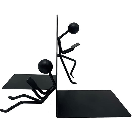 Classic Iron Abstract Cartoon Figure Bookend: Office and Study Decor