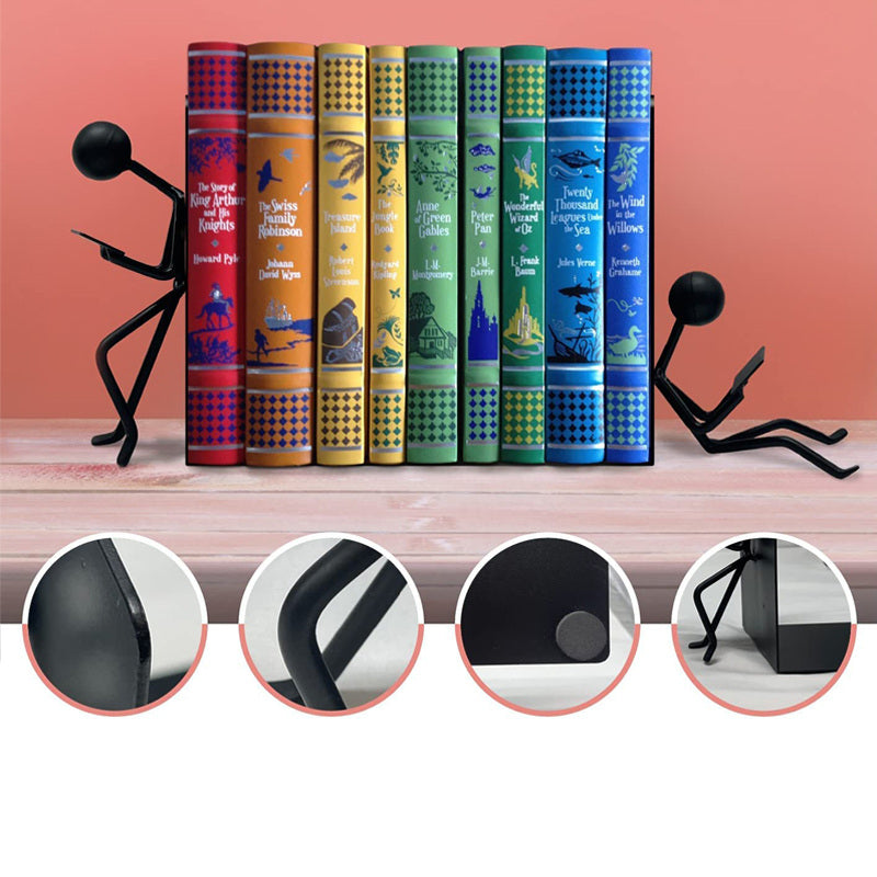 Classic Iron Abstract Cartoon Figure Bookend: Office and Study Decor