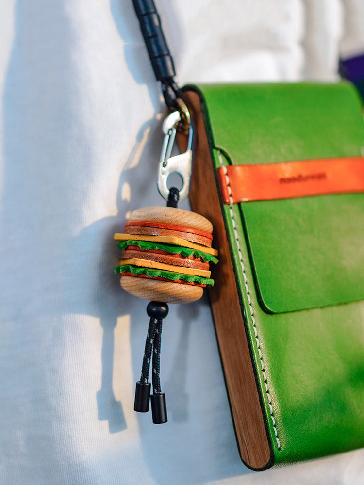 Mini Hamburger Phone Keychain Backpack Pendant, Car Hanging Ornament