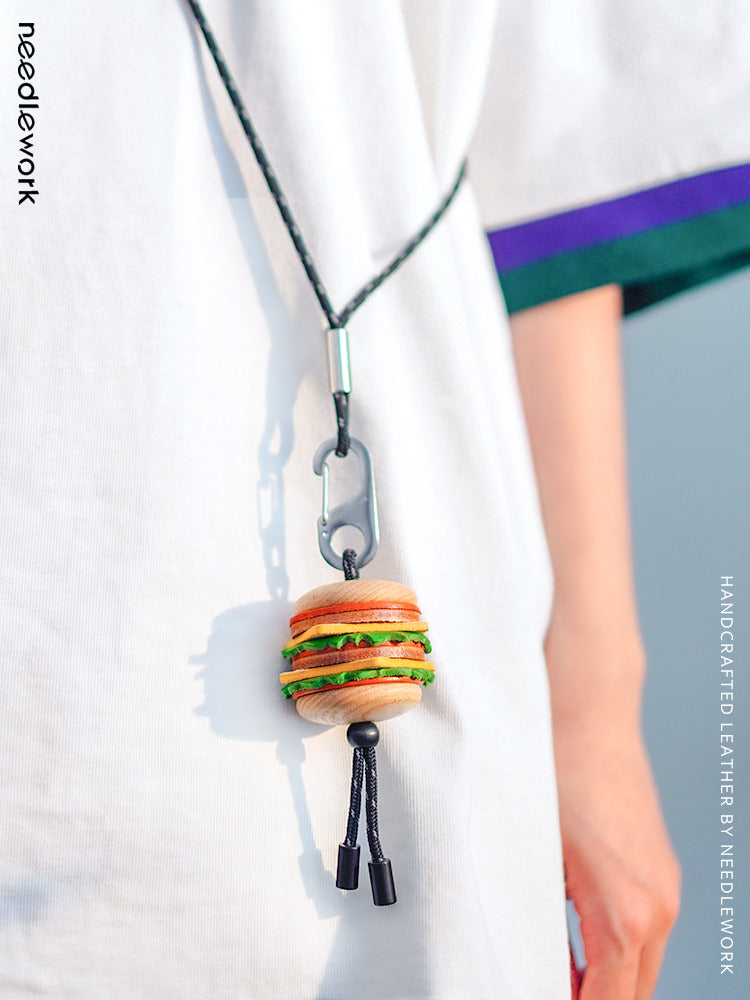 Mini Hamburger Phone Keychain Backpack Pendant, Car Hanging Ornament