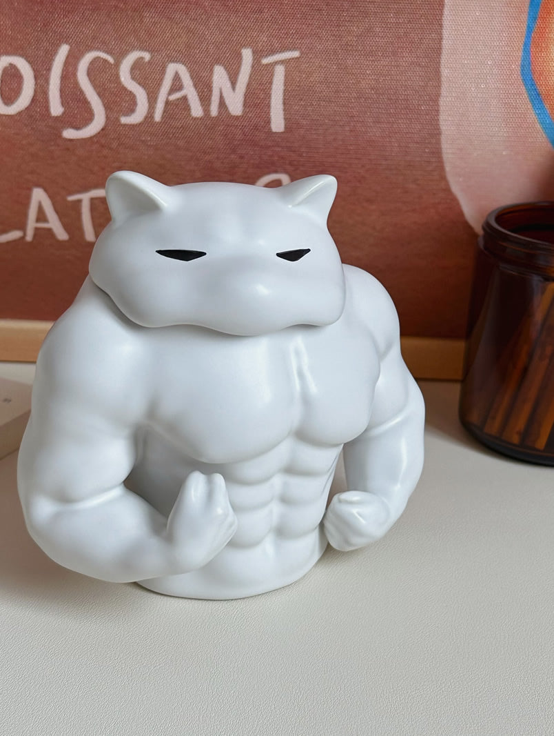 Classic Muscular Dog Ceramic Mug, Fun Decorative Office Pen Holder