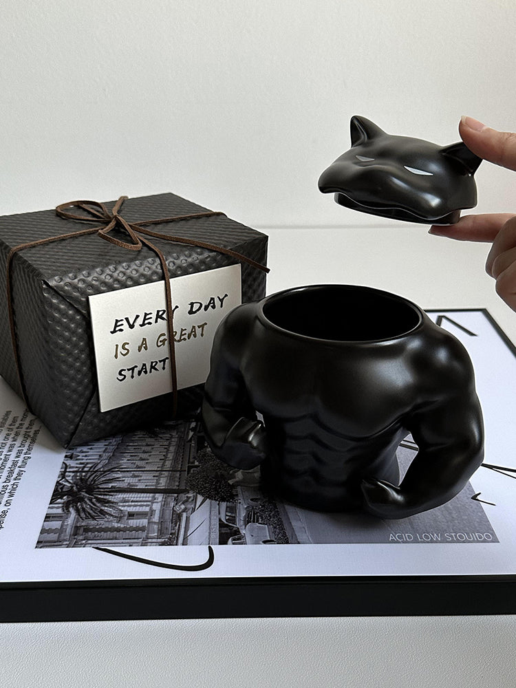 Classic Muscular Dog Ceramic Mug, Fun Decorative Office Pen Holder