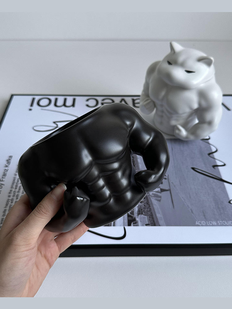 Classic Muscular Dog Ceramic Mug, Fun Decorative Office Pen Holder