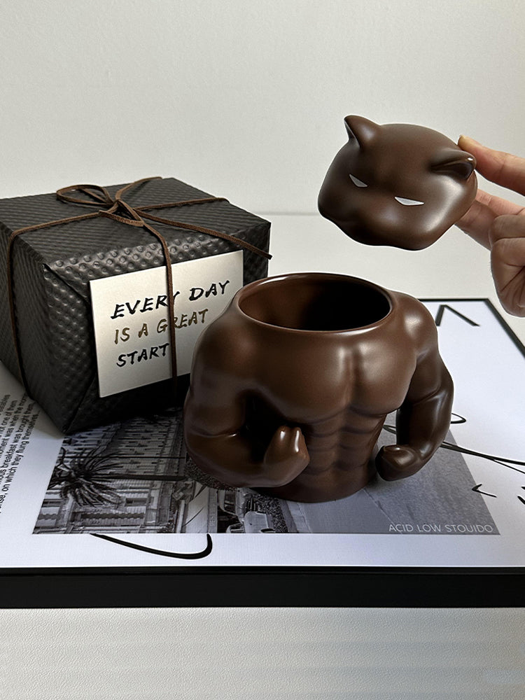 Classic Muscular Dog Ceramic Mug, Fun Decorative Office Pen Holder