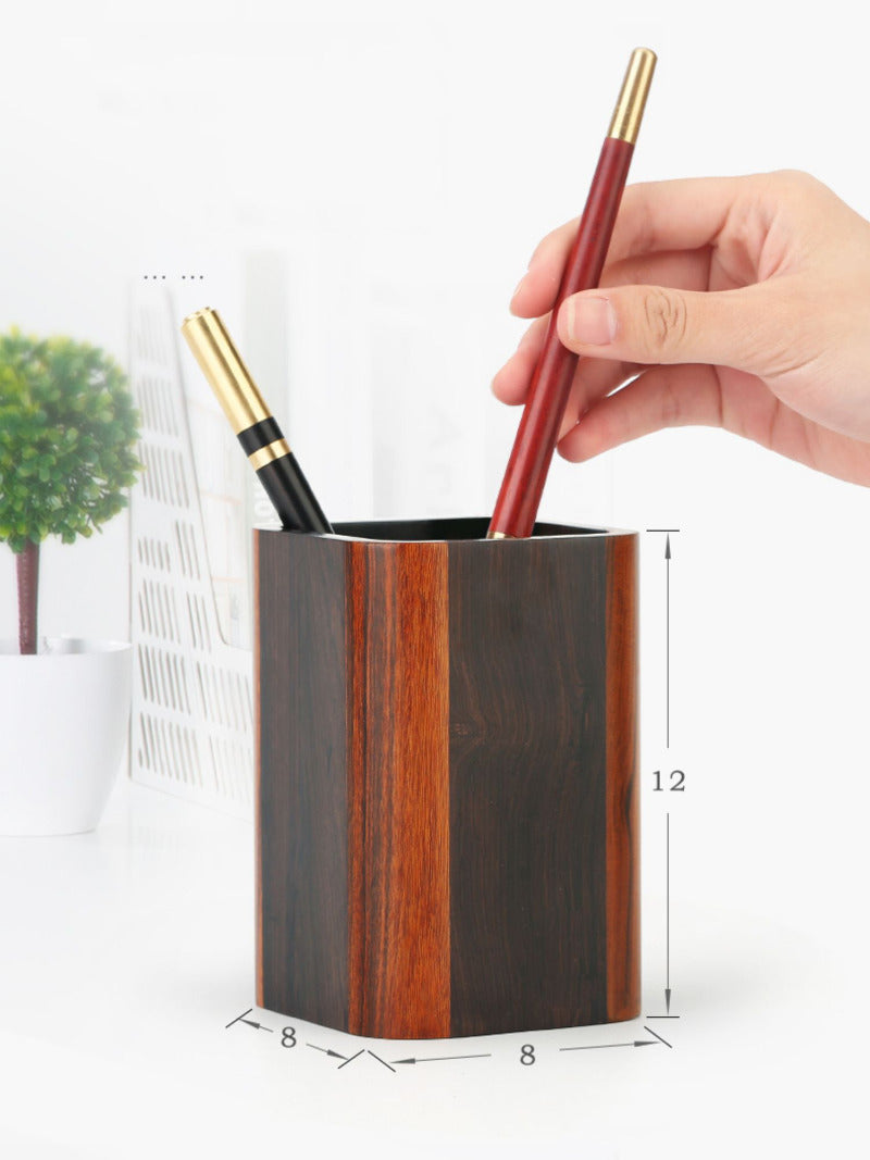 Classic Redwood moon pattern pen holder, office wood storage