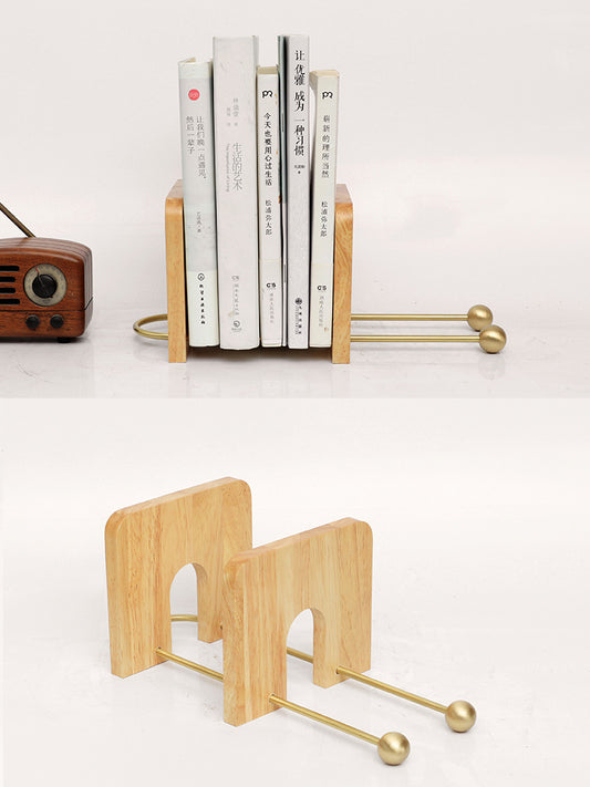 Classic Wood and Brass Desk Bookends: Practical Office Organize