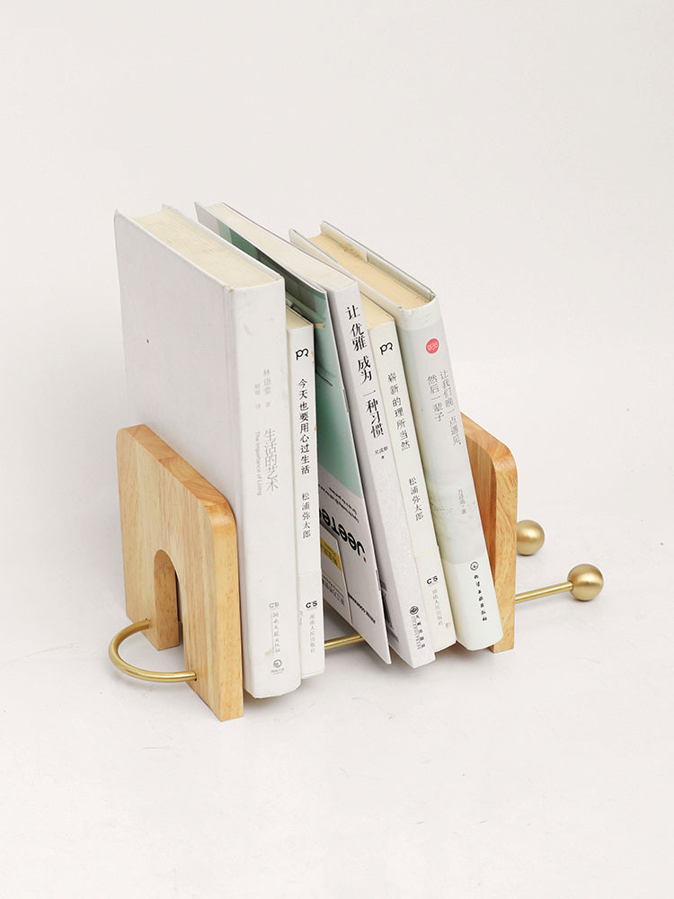 Classic Wood and Brass Desk Bookends: Practical Office Organize