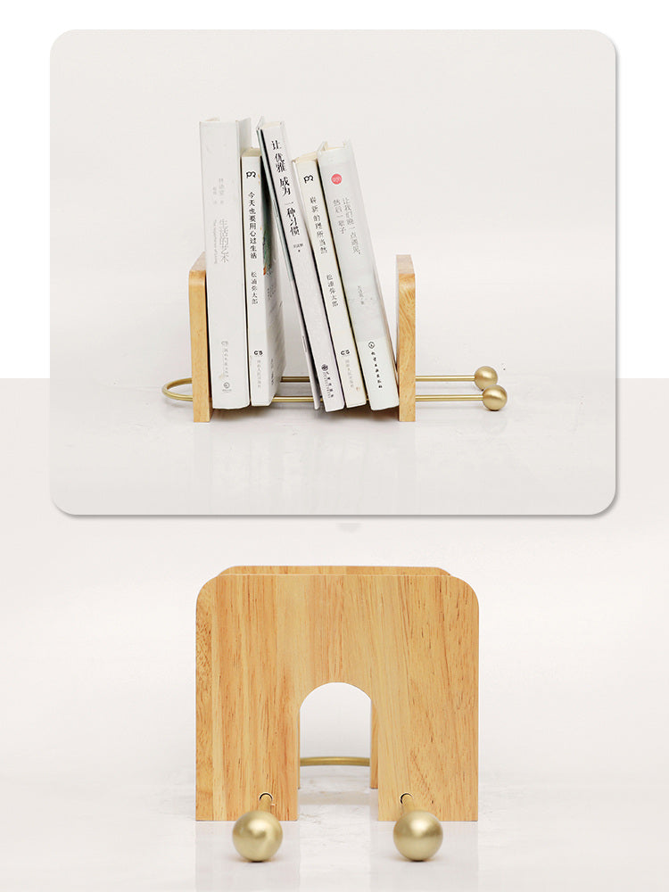 Classic Wood and Brass Desk Bookends: Practical Office Organize