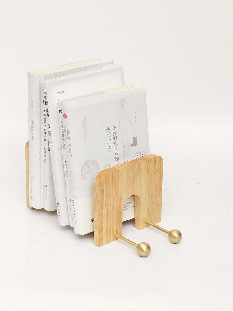 Classic Wood and Brass Desk Bookends: Practical Office Organize