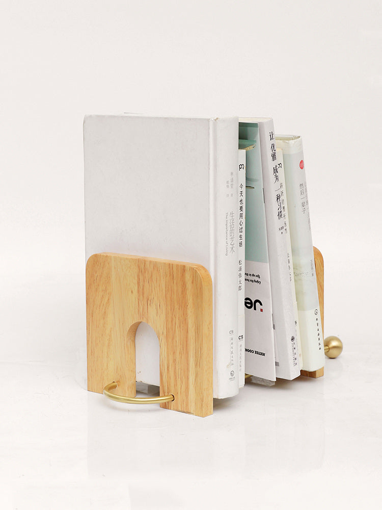 Classic Wood and Brass Desk Bookends: Practical Office Organize