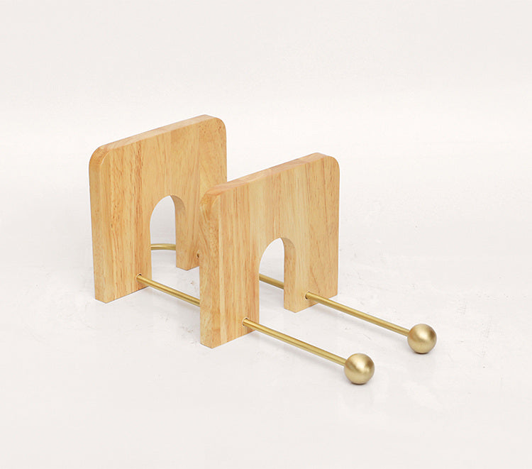 Classic Wood and Brass Desk Bookends: Practical Office Organize