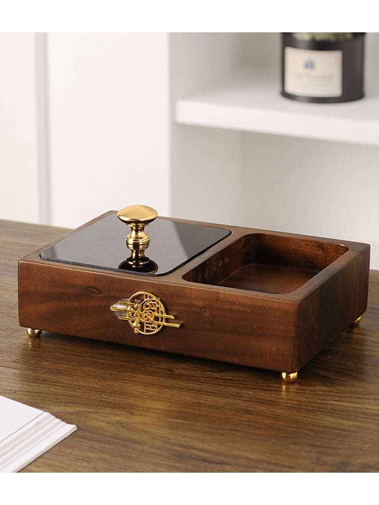 Classic Wooden Ashtray, Living Room Desktop Cigarette Box Storage