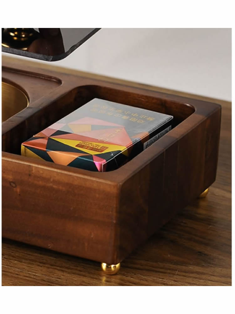 Classic Wooden Ashtray, Living Room Desktop Cigarette Box Storage