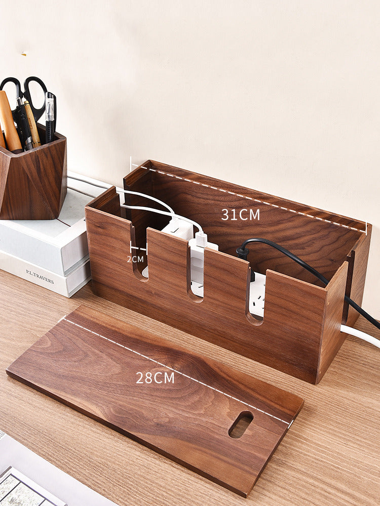 Classic Wooden Desktop Power Cord,Power Strip Organizer: Cable Management Solution