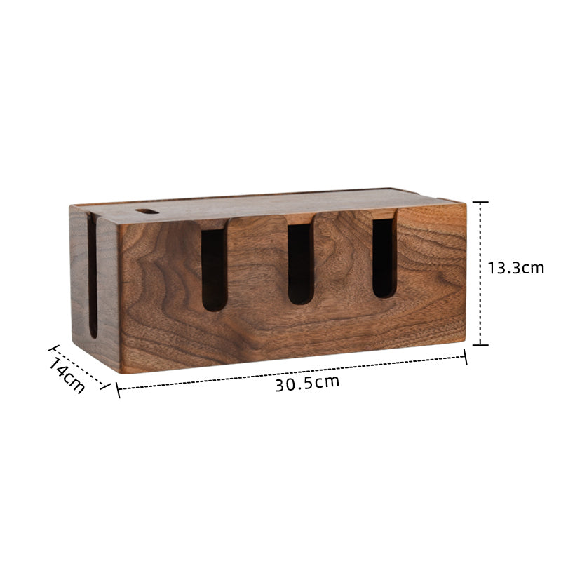 Classic Wooden Desktop Power Cord,Power Strip Organizer: Cable Management Solution