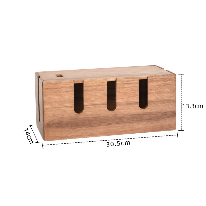 Classic Wooden Desktop Power Cord,Power Strip Organizer: Cable Management Solution