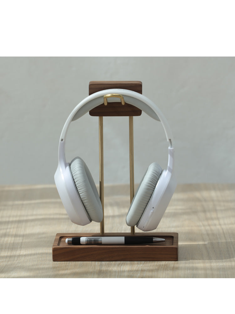 Classic Wooden Headphone Stand, Storage Tray, Hub Expansion