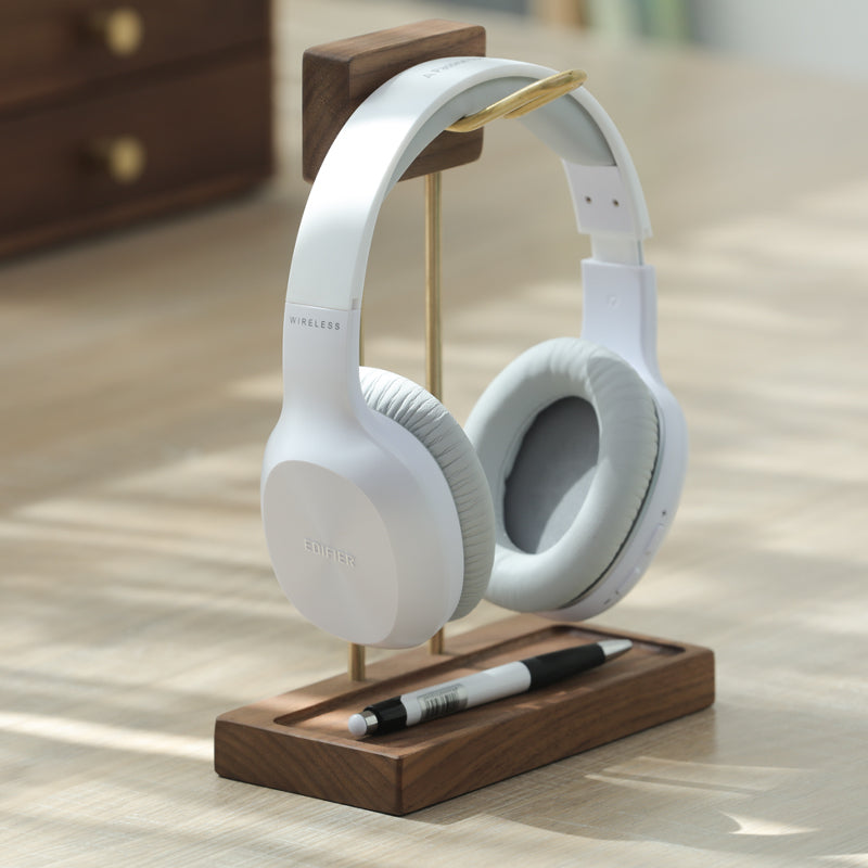 Classic Wooden Headphone Stand, Storage Tray, Hub Expansion