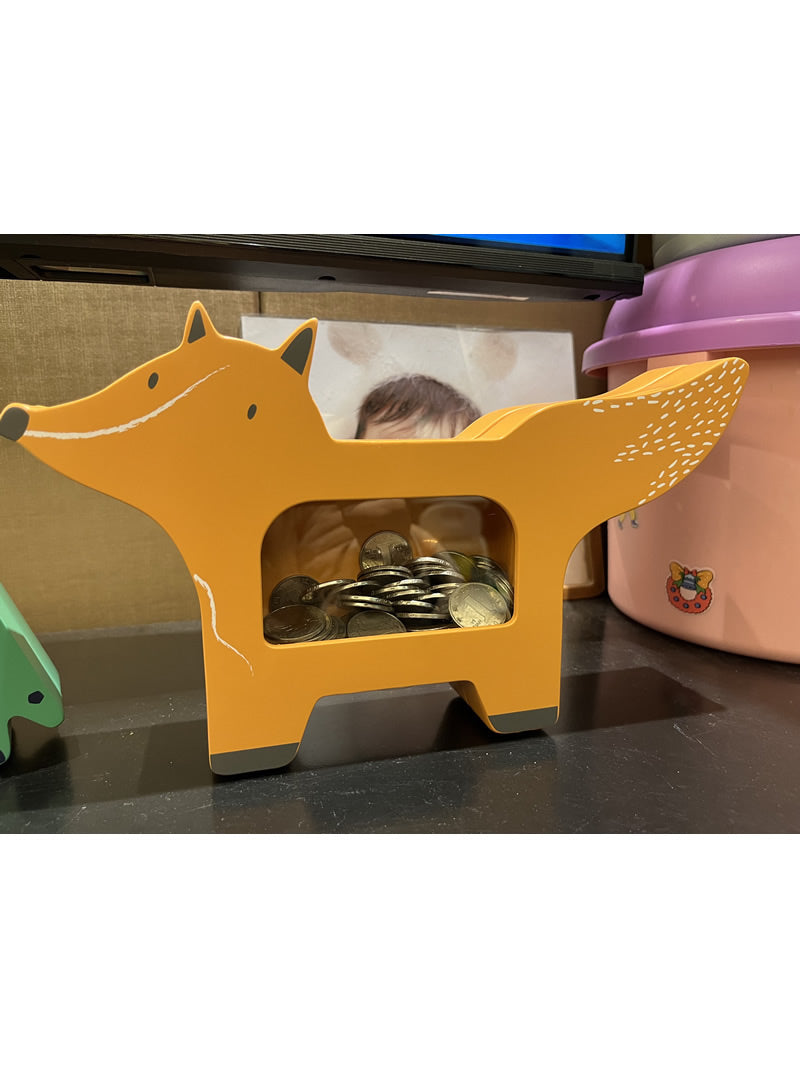 Classic Wooden Kids Gift Piggy Bank With Fox Dinosaur Animal Decoration