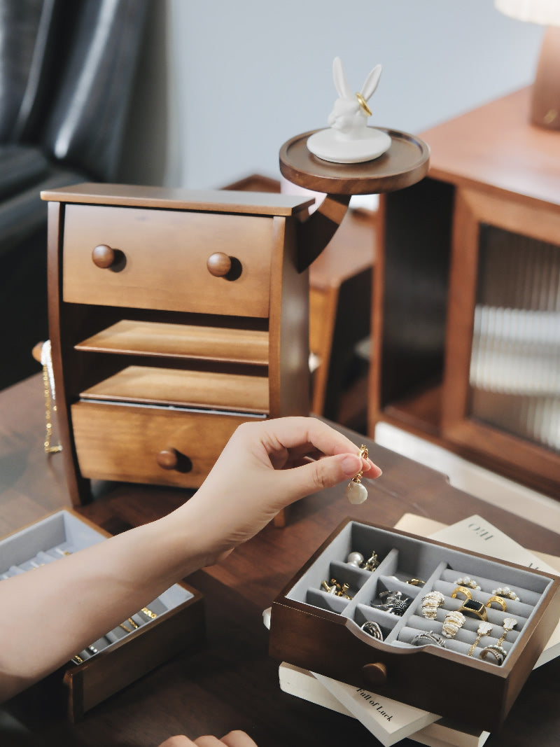 Classic Wooden Robot Jewelry Storage Box, Holiday Gift For Girls