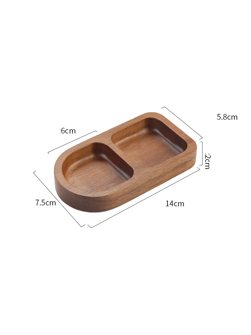 Classic wooden small dinner plate, condiment tray