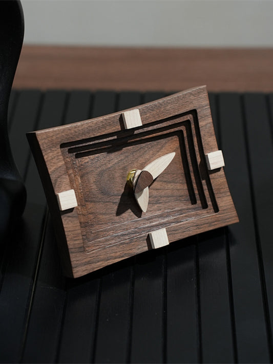 Classical Art Black Walnut Silent Table Clock