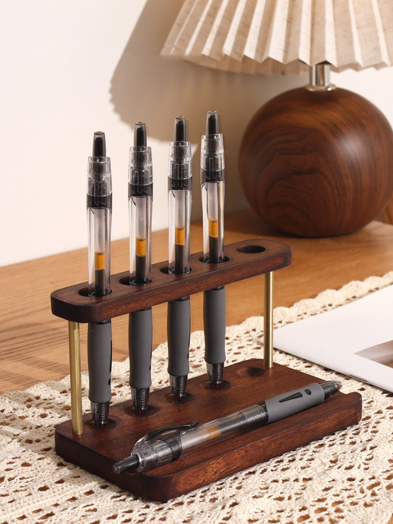 Classical Wooden Office Pen Holder With Mobile Phone Holder