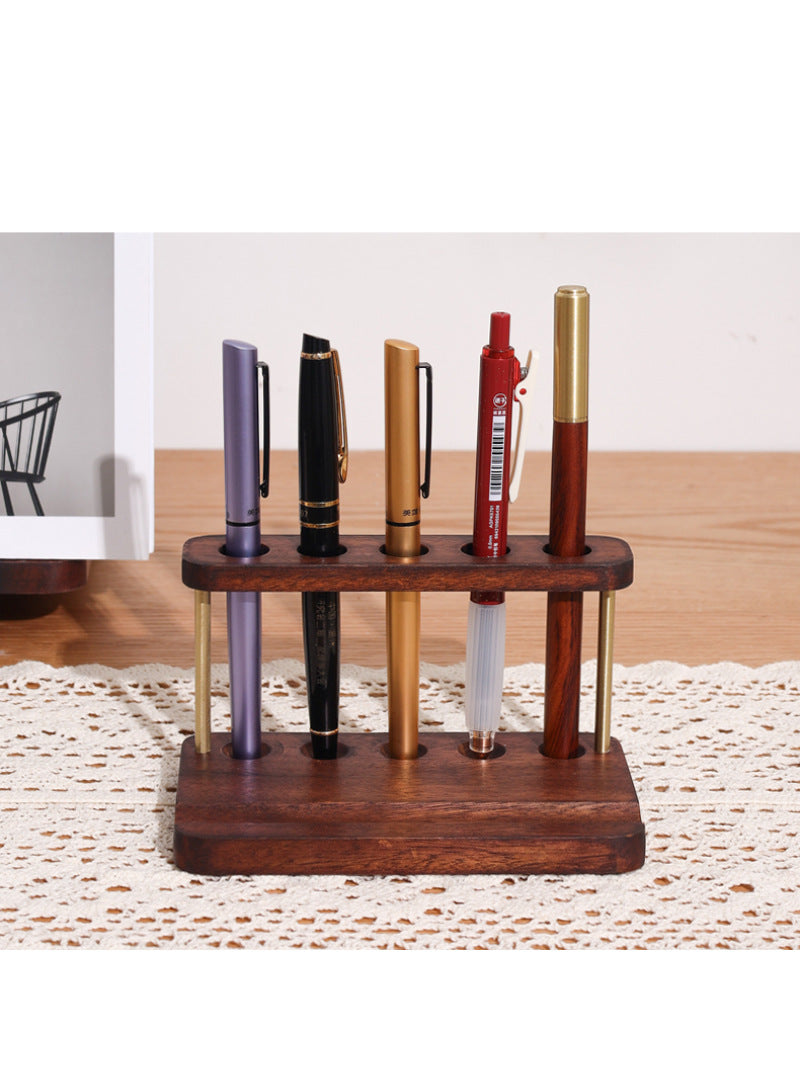 Classical Wooden Office Pen Holder With Mobile Phone Holder